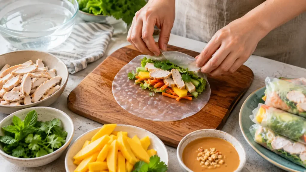 Mango Chicken Summer Rolls